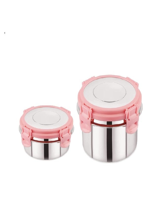SYGNIUS Leak Proof Click and Seal Lock Stainless Steel Storage/Air Tight Tiffin Container/Lunch Container with Stainless Steel (S.S) lid Combo (125+350ml) - Image 1